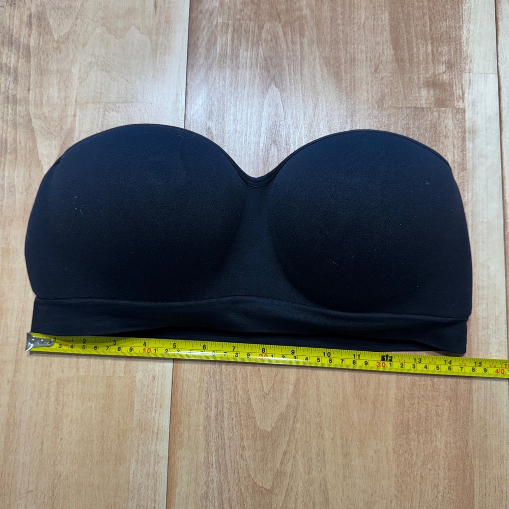 Auden Womens XL Black Push-up Seamless Bandeau Bra Strapless Padded